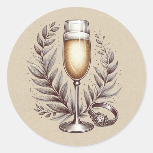 Mimosas & Huwelijk Ronde Sticker (Voorkant)