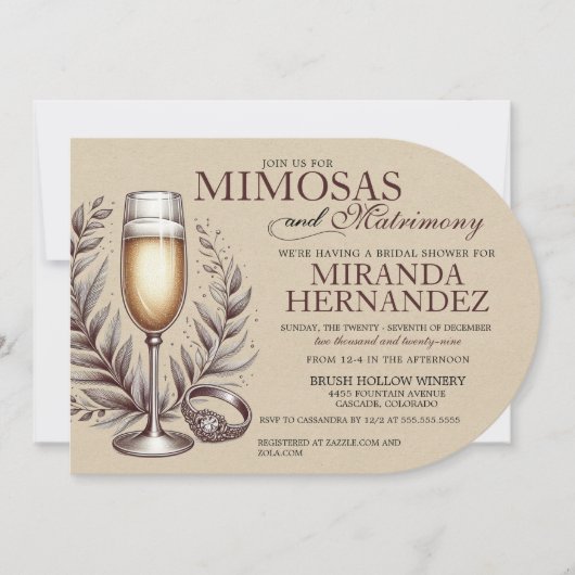 Mimosas & Matrimony Bridal Shower Invitation Kaart (Voorkant)