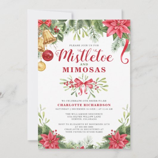 Mimosas & Mistletoe Elegant Winter Vrijgezellenfee Kaart (Voorkant)