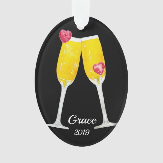 Mimosas Toasting Flutes Personalized Ornament (voorkant)