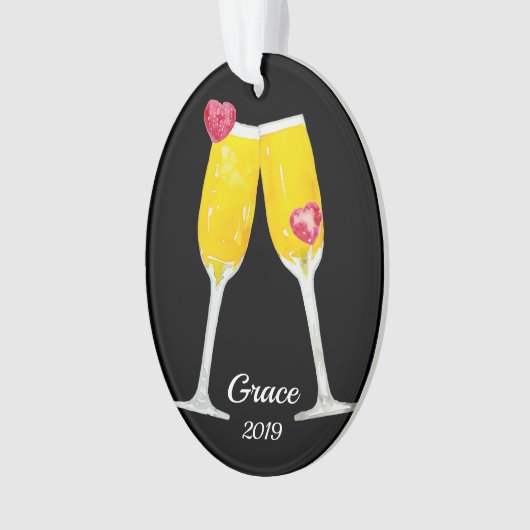 Mimosas Toasting Flutes Personalized Ornament (voorkant)