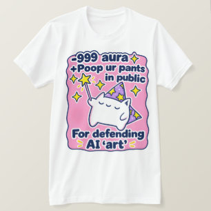 Min 999 Aura Voor Het Verdedigen Van AI Kunstkat T-shirt