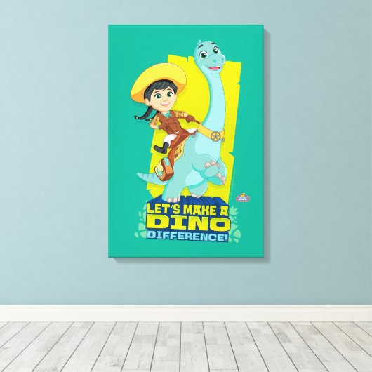 Min en klaver | Een dino verschil maken Canvas Afdruk (Insitu (Houten vloer))