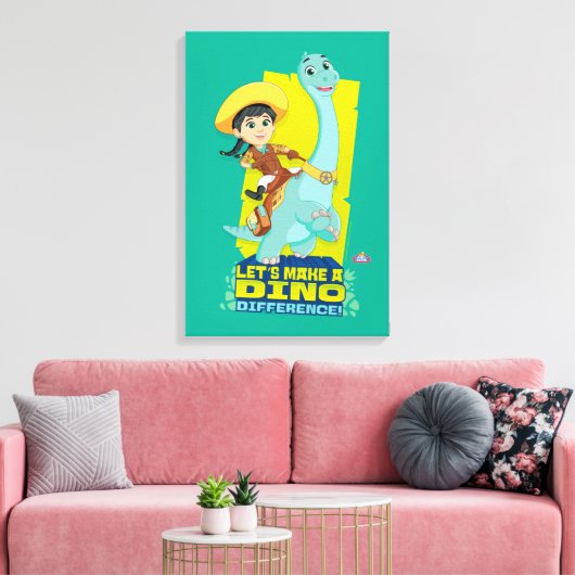 Min en klaver | Een dino verschil maken Canvas Afdruk (Insitu (Woonkamer))