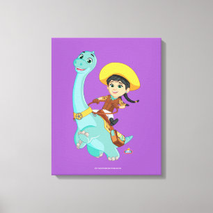 Min en klaver   Happy Cowgirl & Brontosaurus Ride Canvas Afdruk