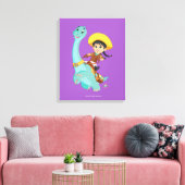 Min en klaver | Happy Cowgirl & Brontosaurus Ride Canvas Afdruk (Insitu (Woonkamer))