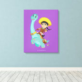 Min en klaver | Happy Cowgirl & Brontosaurus Ride Canvas Afdruk (Insitu (Houten vloer))