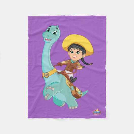 Min en klaver | Happy Cowgirl & Brontosaurus Ride Fleece Deken (Voorkant)