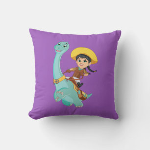 Min en klaver Happy Cowgirl & Brontosaurus Ride Kussen