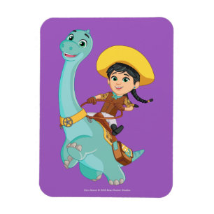 Min en klaver   Happy Cowgirl & Brontosaurus Ride Magneet