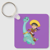 Min en klaver | Happy Cowgirl & Brontosaurus Ride Sleutelhanger (Voorkant)