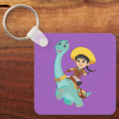 Min en klaver | Happy Cowgirl & Brontosaurus Ride Sleutelhanger (Voorkant)