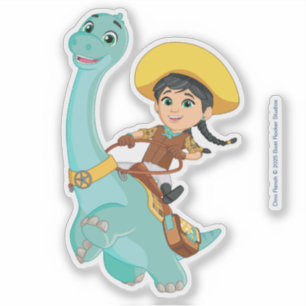 Min en klaver   Happy Cowgirl & Brontosaurus Ride Sticker