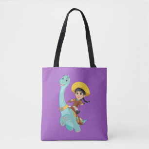 Min en klaver   Happy Cowgirl & Brontosaurus Ride Tote Bag