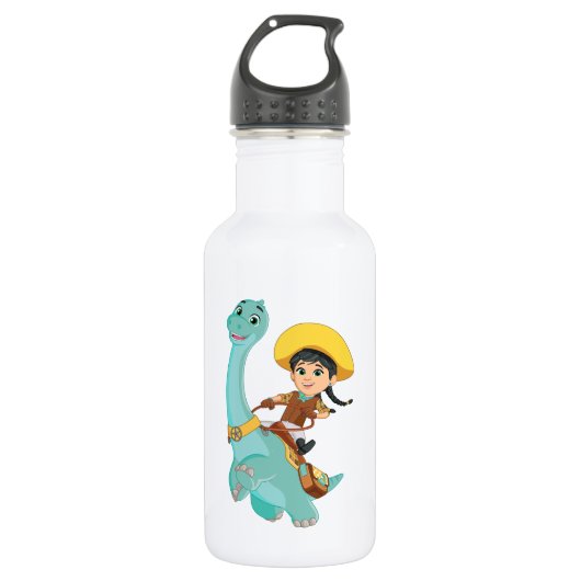 Min en klaver | Happy Cowgirl & Brontosaurus Ride Waterfles (Voorkant)