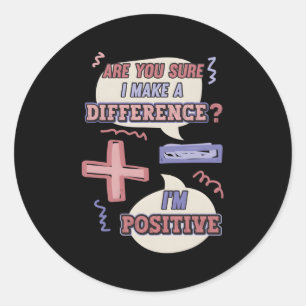 min en plus teken Wiskunde woordspeling Ronde Sticker