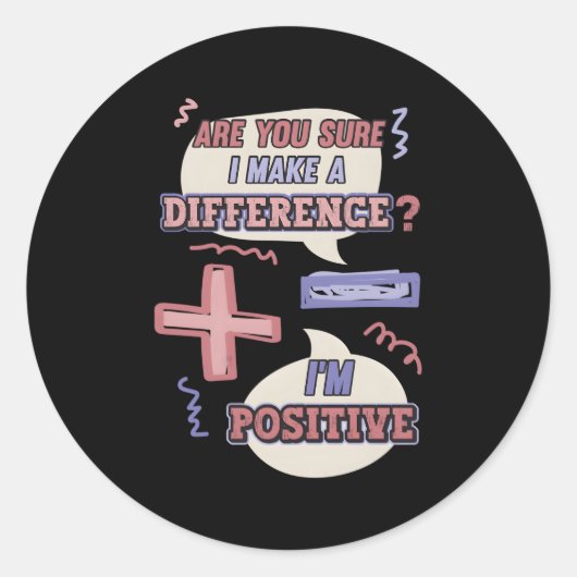 min en plus teken Wiskunde woordspeling Ronde Sticker (Voorkant)