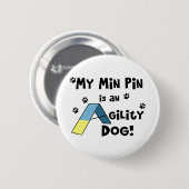 Min Pin Agility Dog. Ronde Button 5,7 Cm (Voorkant /achterkant)