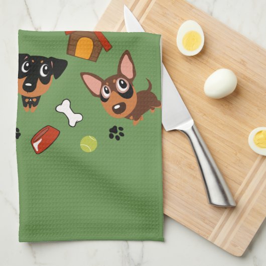 Min Pin Anywhere Miniature Pinscher Towel Theedoek (Quarter Fold)