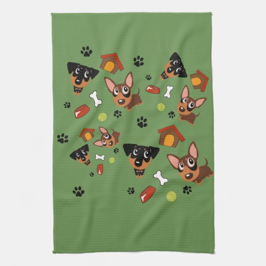 Min Pin Anywhere Miniature Pinscher Towel Theedoek (Verticaal)