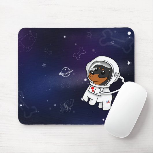 Min Pin Astronaut in Space Mousepad (Black Tan) Muismat (Met muis)