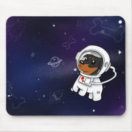 Min Pin Astronaut in Space Mousepad (Black Tan) Muismat