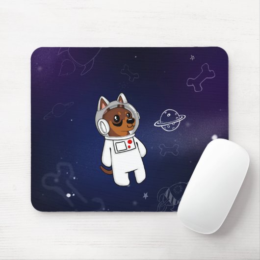 Min Pin Astronaut in Space Mousepad (Chocolade) Muismat (Met muis)