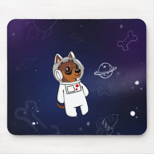 Min Pin Astronaut in Space Mousepad (Chocolade) Muismat (Voorkant)