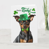 Min Pin Funny Dog Lucky St Patrick's Day Feestdagen Kaart (Voorkant)