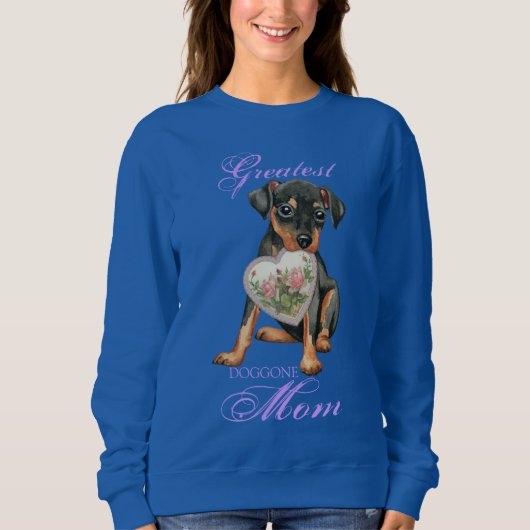 Min Pin Heart Mam Lange hoes T-Shirt (Voorkant)