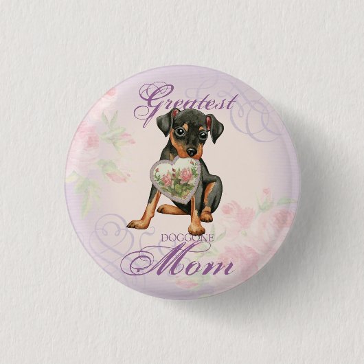 Min Pin Heart Mam Ronde Button 3,2 Cm (Voorkant)