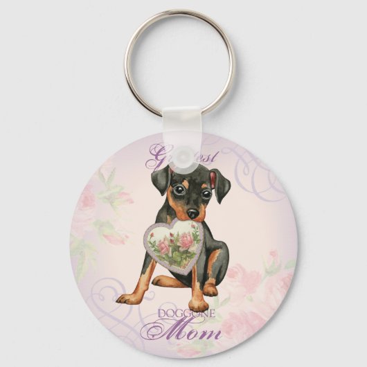 Min Pin Heart Mam Sleutelhanger (Voorkant)