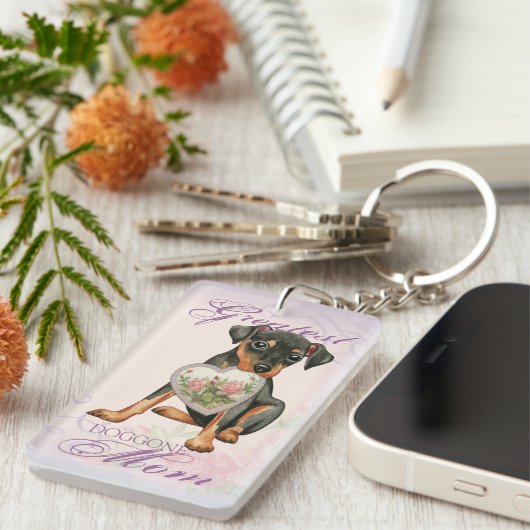 Min Pin Heart Mam Sleutelhanger (Voorkant Rechts)