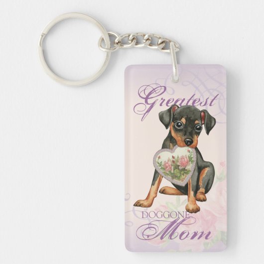 Min Pin Heart Mam Sleutelhanger (Voorkant)