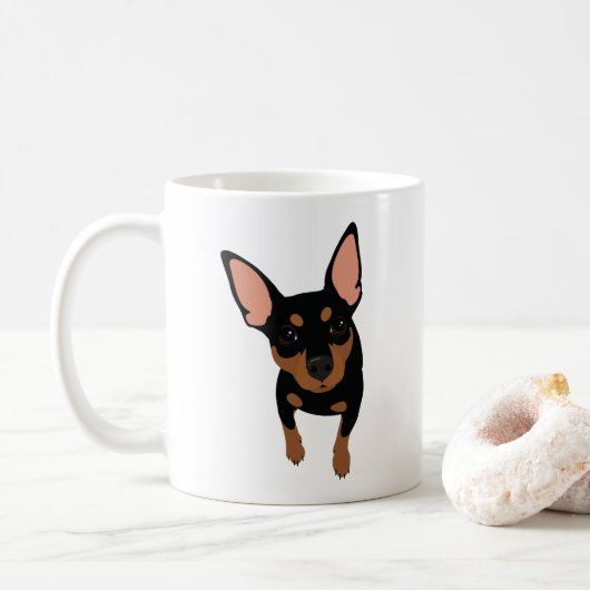 Min Pin Lover Classic Coffee Mok (zwarte Min Pin) (Met donut)