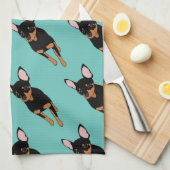 Min Pin Miniature Pinscher Kitchen Towel Theedoek (Quarter Fold)