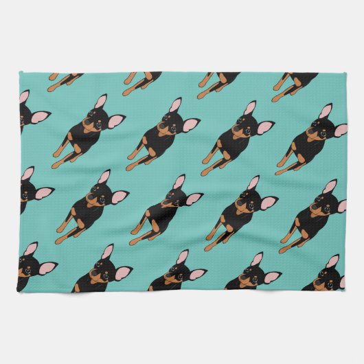 Min Pin Miniature Pinscher Kitchen Towel Theedoek (Horizontaal)