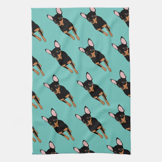 Min Pin Miniature Pinscher Kitchen Towel Theedoek (Verticaal)