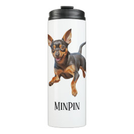 Min pin miniatuur pinscher minpin puppy hond blij thermosbeker
