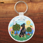 Min Pin (natuurlijke oren) Sleutelhanger (Voorkant)