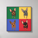 Min Pin POP ART Canvas Art Poster<br><div class="desc">Geïllustreerd 4 Miniatuur Pinschers Pop Art</div>