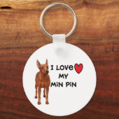 Min Pin Sleutelhanger "Ik hou van mijn Min Pin" (Voorkant)