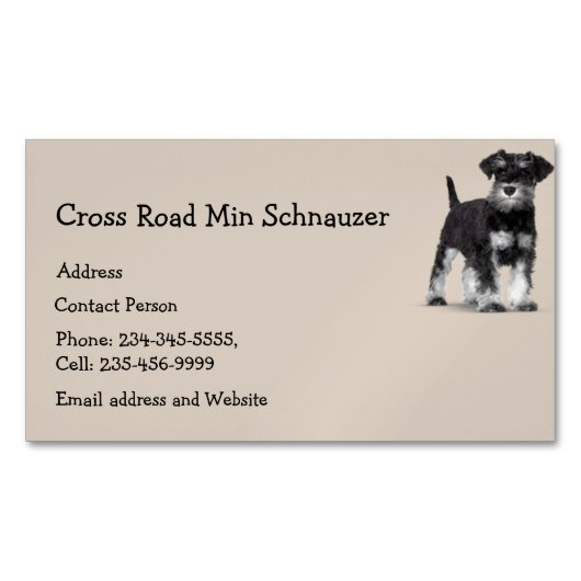 Min Schnauzer Dog Pet Animal Magnetisch Visitekaartje (Voorkant)