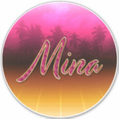 Mina Vorname Name golden pink Aufkleber Sticker (Voorkant)