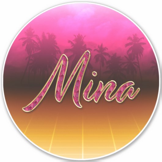 Mina Vorname Name golden pink Aufkleber Sticker (Voorkant)