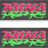 Mina Vorname Name Graffiti Aufkleber Sticker (Voorkant)