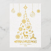 Minamalist Witte Kerstboom 3 Fotocollage Folie Feestdagenkaart (Voorkant)