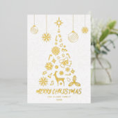 Minamalist Witte Kerstboom 3 Fotocollage Folie Feestdagenkaart (Staand Voorkant)