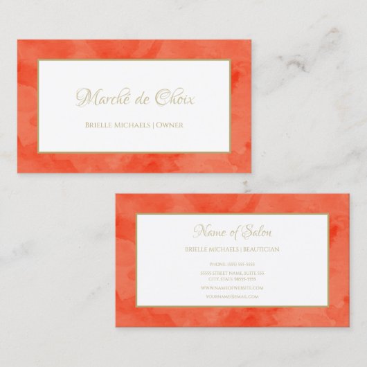 Minamalistisch Sinaasappel Salon Eenvoudig Elegant Visitekaartje (Voorkant / Achterkant)