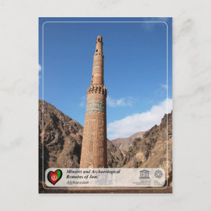 Minaret en archeologische resten van jam briefkaart